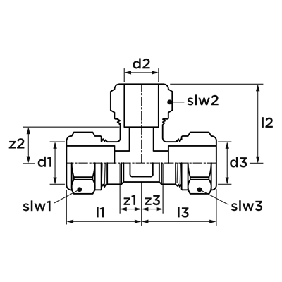 Technical drawing for VSH Multi Super T-stuk (3 x MSK)