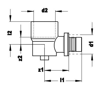 Technical drawing for VSH Multicon S kniekoppeling 90° (schuif x binnendraad)