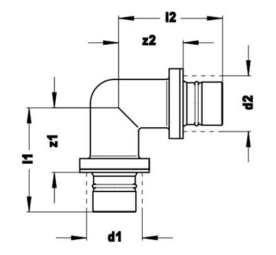 Technical drawing for VSH Multicon S kniekoppeling 90° (2 x schuif)