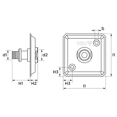 Technical drawing for VSH Multicon S gevelplaat (schuif x binnendraad)