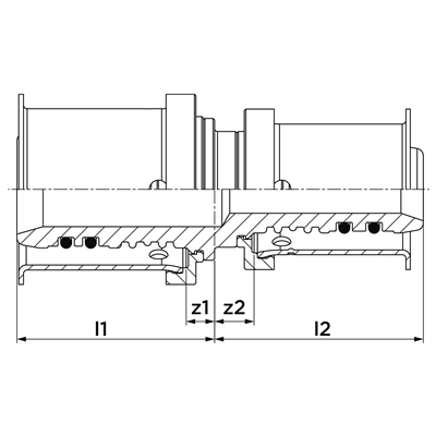 Technical drawing for VSH MultiPress verloop messing (2 x press)