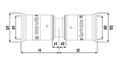 Technical drawing for VSH XPress Sprinkler ML rechte koppeling (2 x press)