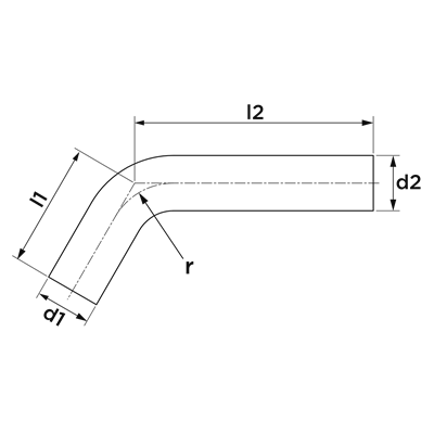 Technical drawing for VSH XPress RVS pasbocht 60° (2 x insteek)