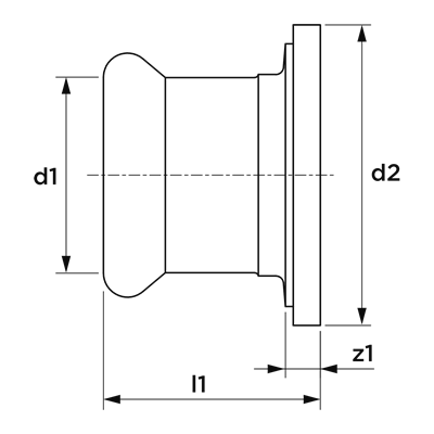 Technical drawing for VSH XPress RVS koppelstuk (press x vlakke dichting)
