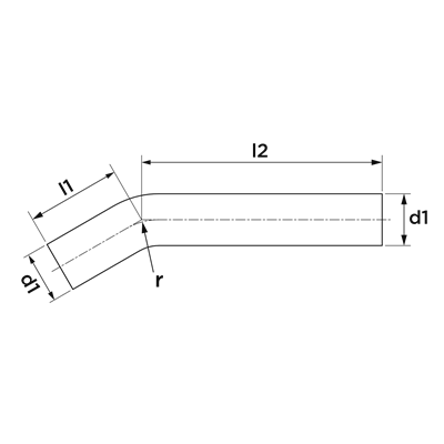 Technical drawing for VSH SudoPress RVS pasbocht 30° (2 x insteek)