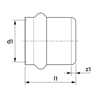 Technical drawing for VSH SudoPress Staalverzinkt eindkoppeling (1 x press)