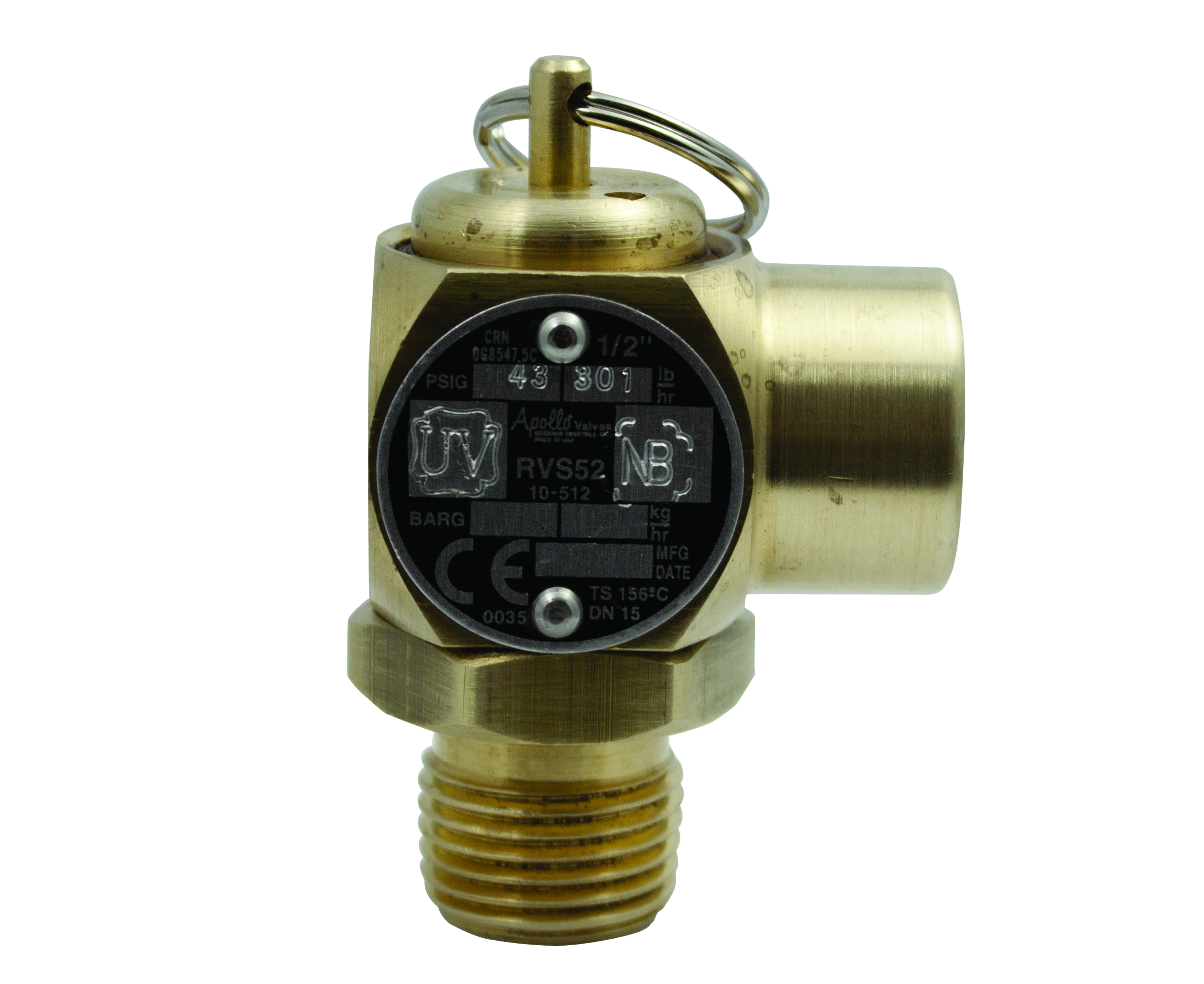 Preview image for Apollo ASME Sec VIII Steam Compact Brass Safety Relief Valves with Plain Brass Finish, CE (2 x BSPP)