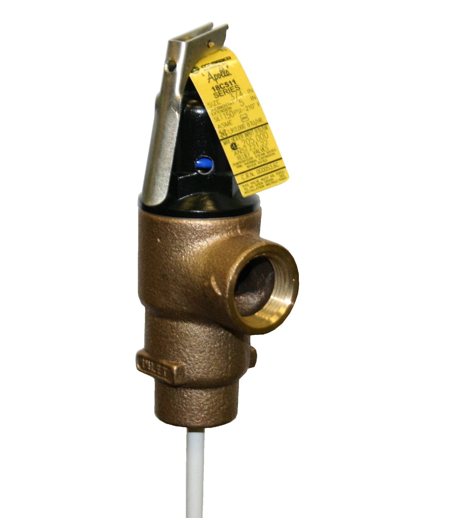 Preview image for Apollo Bronze Temperature and Pressure Relief Valves with 4" Element (MNPT x FNPT)
