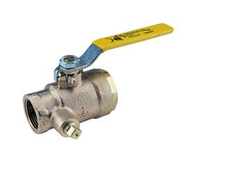Product Image for Apollo Bronze 2 Piece Full Port Gas Ball Valve with 1/8" Double Side Tap (2 x FNPT)