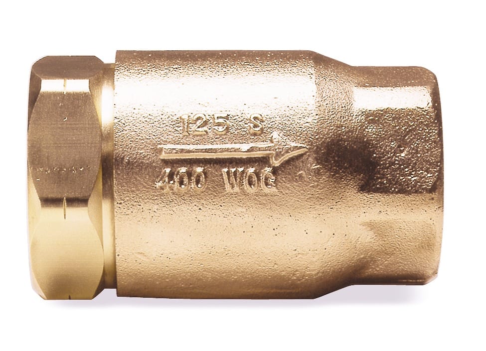 Preview image for Apollo Bronze In-Line Soft Seat Check Valve with Spring, Oxygen Cleaned (2 x FNPT)