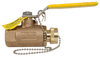 Product Image for Apollo Bronze 2 Piece Ball Valve with Hose Thread w/ Cap & Chain (FNPT x Hose Connection)