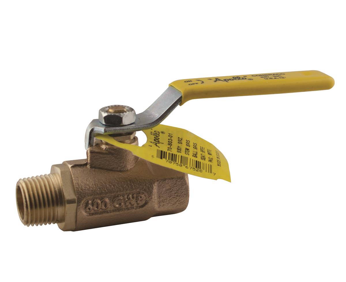 Apollo Bronze 2 Piece Ball Valve with 90° Reversed Stem, SS LatchLock