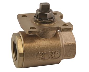 Product Image for Apollo Bronze 2 Piece Full Port Ball Valve with Actuator Ready ISO Mounting Pad, Latch-Lock Handle, Bare Stem (Standard) 3/4" (2 x FNPT)