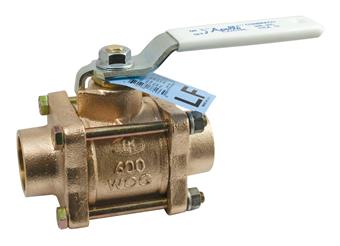Product Image for Apollo 3-Piece Full Port Lead Free Bronze Ball Valve with 316 SS Vented Ball & Stem, 2-1/4" Locking Stem Extension 2" (2 x Solder)