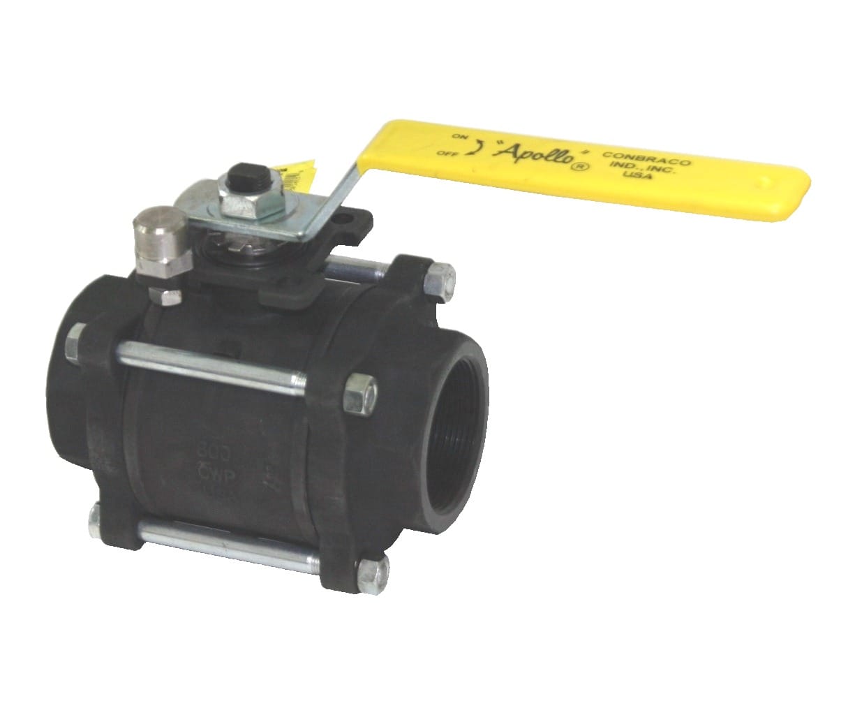 Apollo Carbon Steel 3 Piece Full Port Ball Valve with Actuator Ready