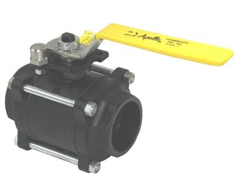 Product Image for Apollo Carbon Steel 3 Piece Full Port Ball Valve with Actuator Ready ISO Mounting Pad, Standard Configuration 3" (2 x Socket Weld)