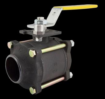 Product Image for Apollo Carbon Steel 3 Piece Full Port Ball Valve with Actuator Ready ISO Mounting Pad, Standard Configuration 2" (2 x Sch 40 Butt-Weld)