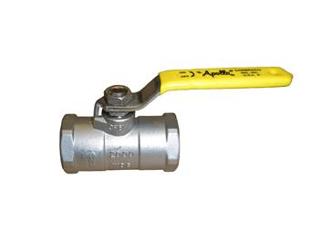 Product Image for Apollo Stainless Steel Unibody Reduced Port Ball Valve with Steel Wheel Handle, Graphite Packing, PTFE Body Seal, RPTFE Bearing 1/2" (2 x FNPT)