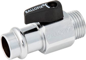 Product Image for Broen Ballofix mini ball valve with handle (black) press FM 15xG1/2" (DN15R) Cr
