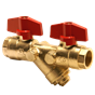 Thumbnail for Pegler Double Ball Valve with Strainer and Red Handle (2 x female thread)