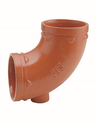 Product Image for VSH Shurjoint Drain elbow 168.3 w/ FNPT1" drain orange