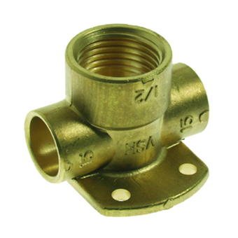 Product Image for VSH End Feed Brass wall plate short 180° FFF 15xG1/2"x15