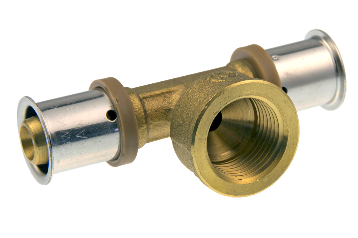 VSH MultiPress brass T-piece female thread FFF 16x16xRp1/2